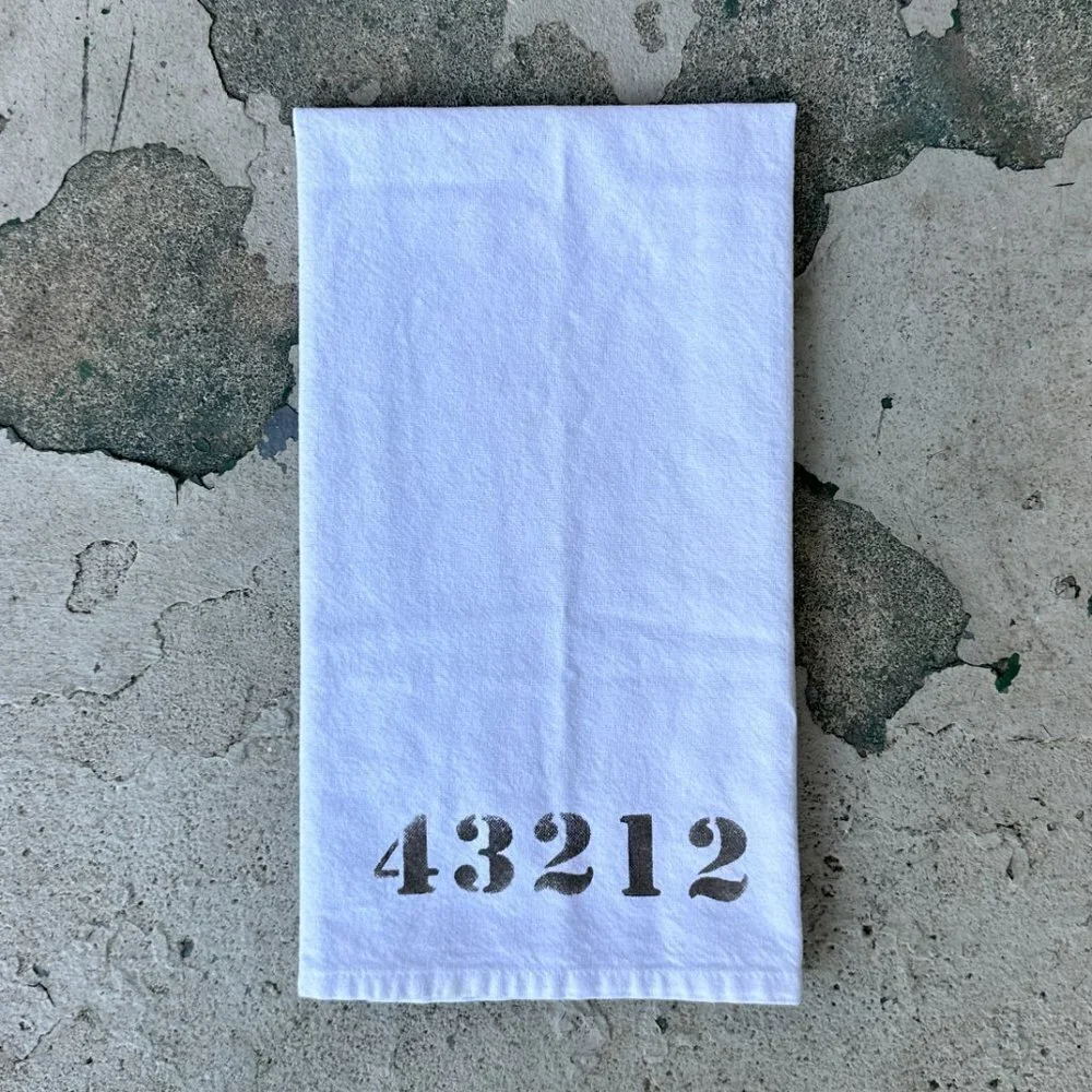 Marshes Fields and Hills Ohio 43212 Zip Code Tea Towel